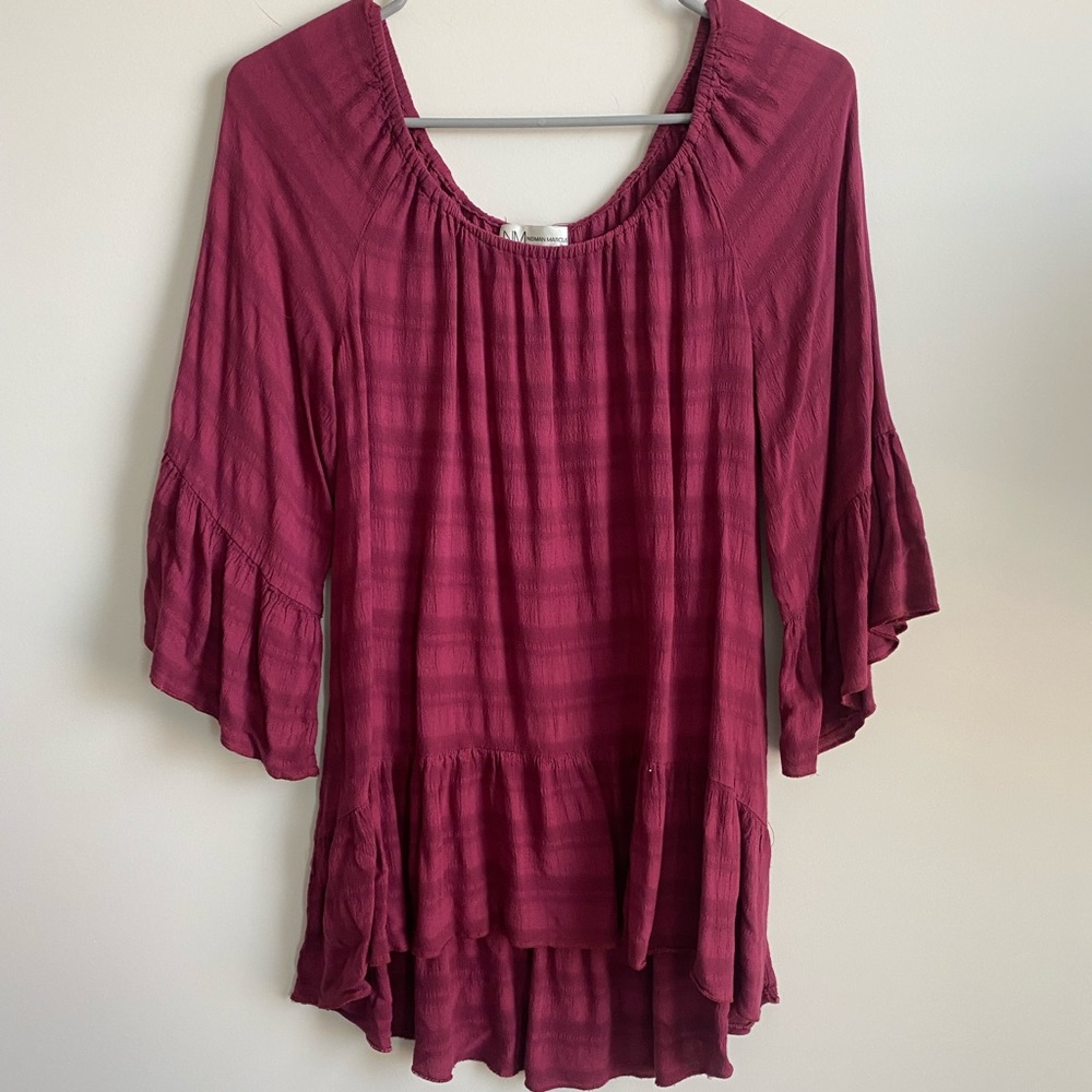 Neiman Marcus striped peplum blouse size medium